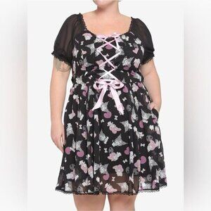 Hot Topic Plus Size Sanrio My Melody & Kuromi Lace-Up Chiffon Mini Dress - 3X -